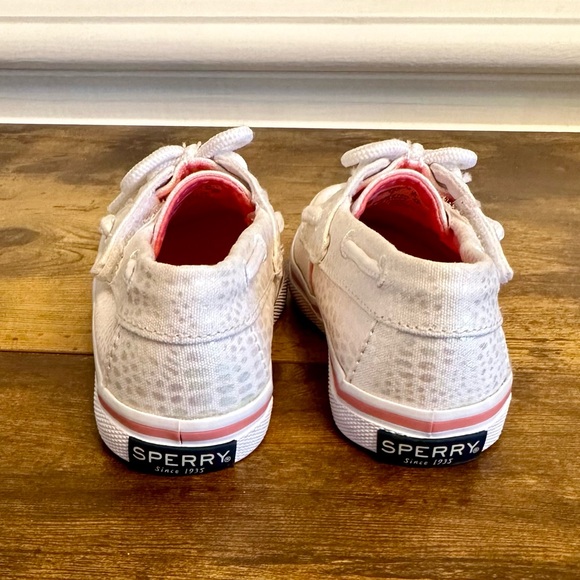 Sperry Sea Bright White Sparkle Girl's Boat Shoes Size 8 toddler NWOT - Picture 4 of 6